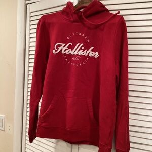 Hollister Bright Red Hoodie with White Script Logo